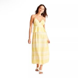 Future Collective Jenny K Lopez Yellow Empire Waist Maxi Long Summer Dress